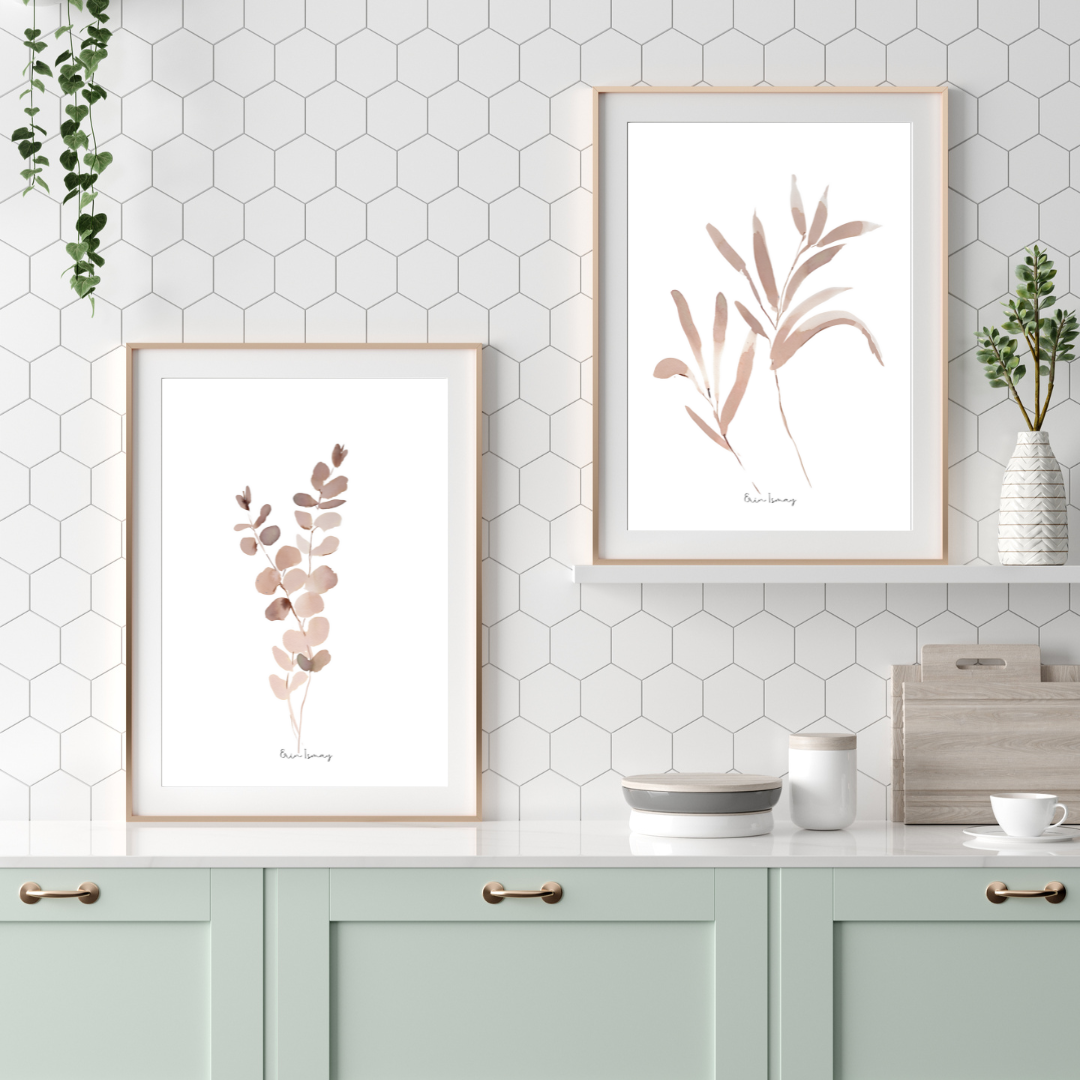 Boho Botanical Watercolur Print Set - 2 Piece