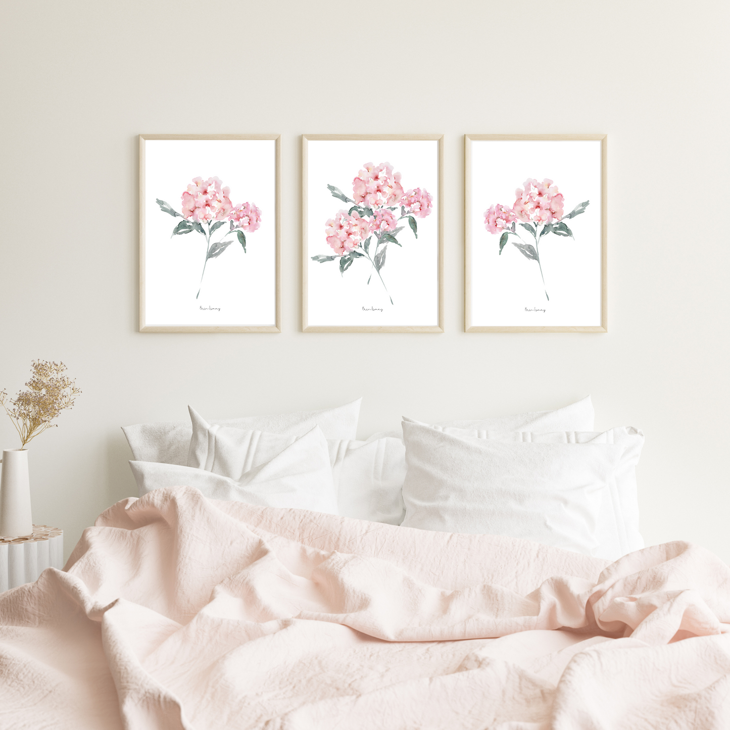 Heirloom Hydrangeas Watercolour Print -3 Piece Set