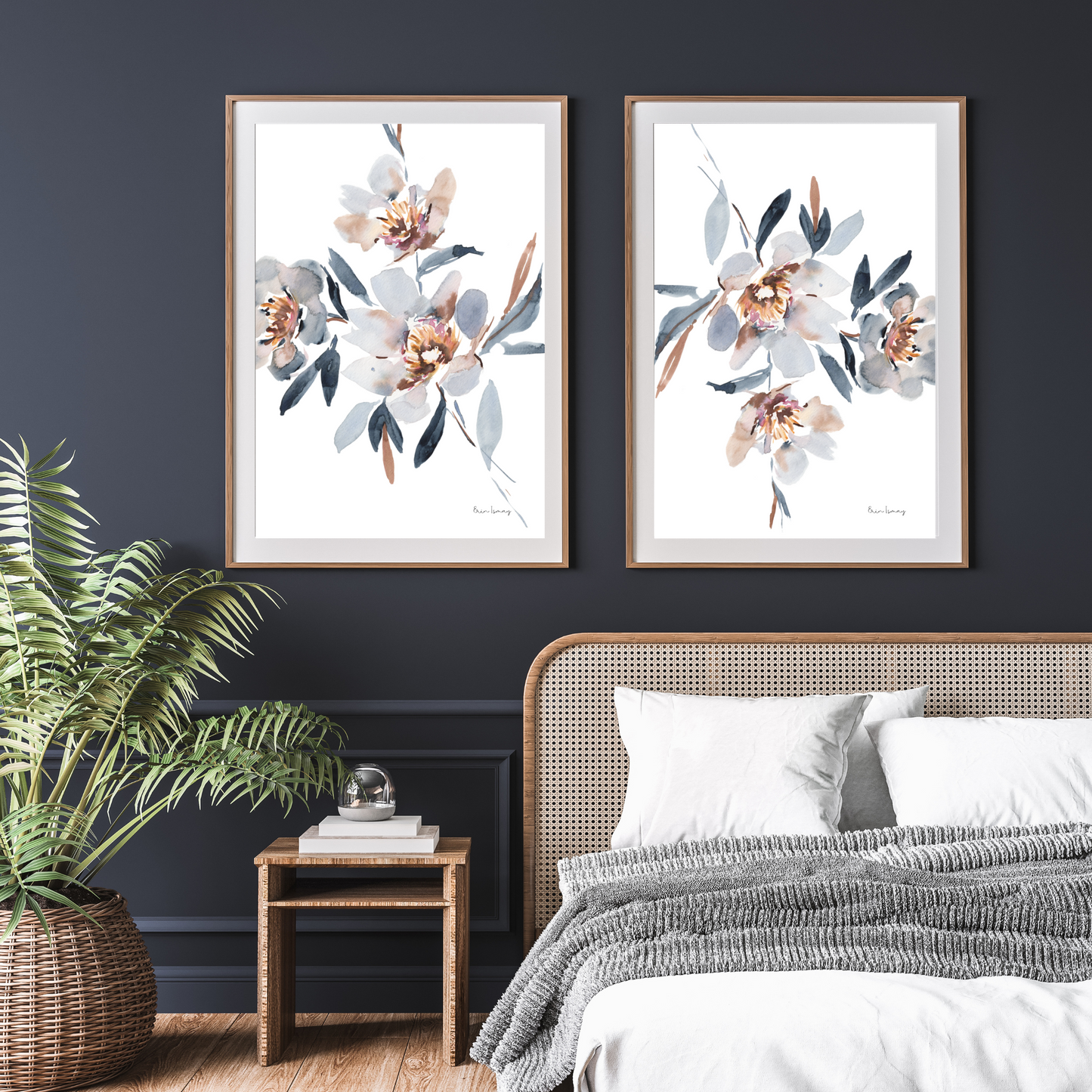 Mum Blue Watercolour Print- 2 Piece Set