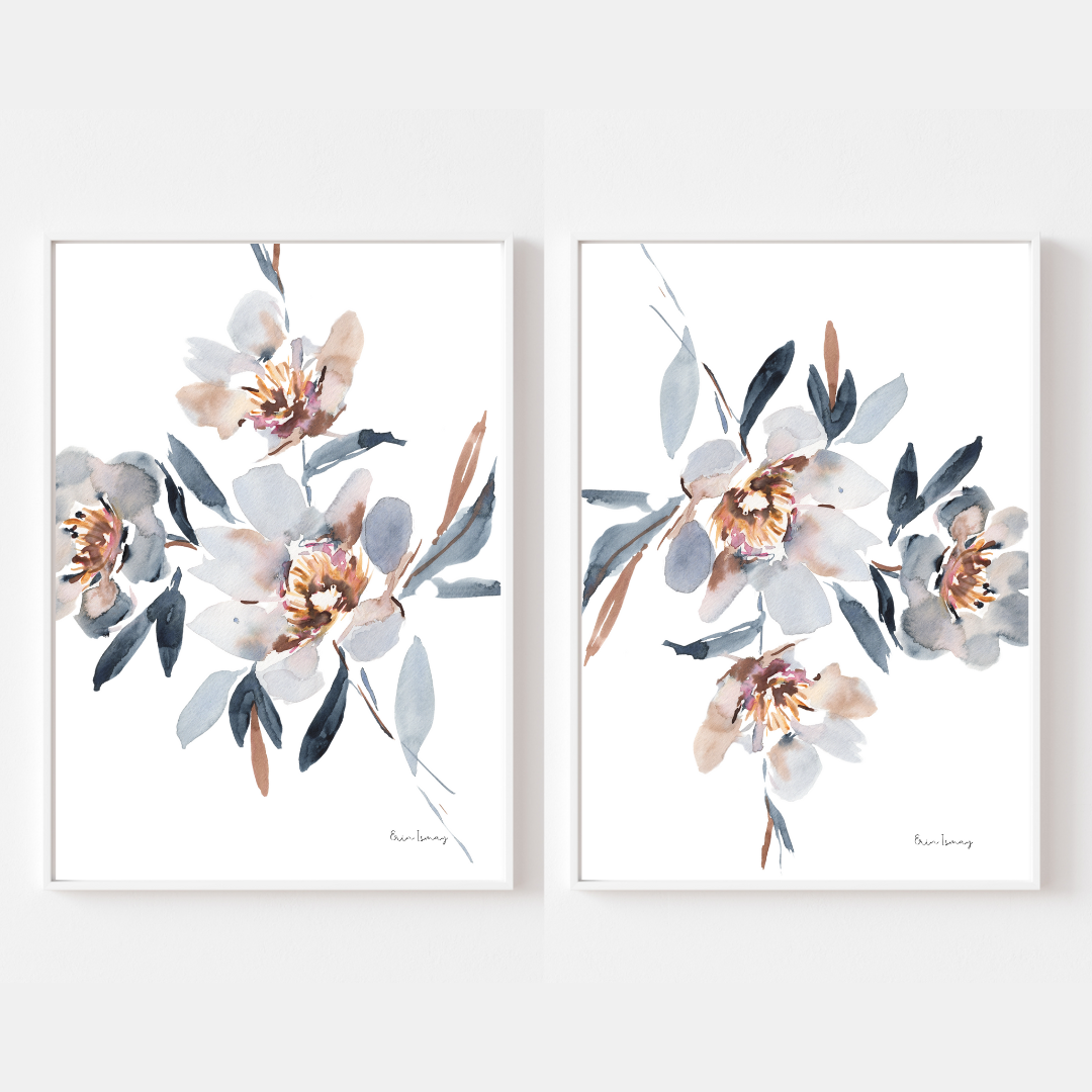 Mum Blue Watercolour Print- 2 Piece Set