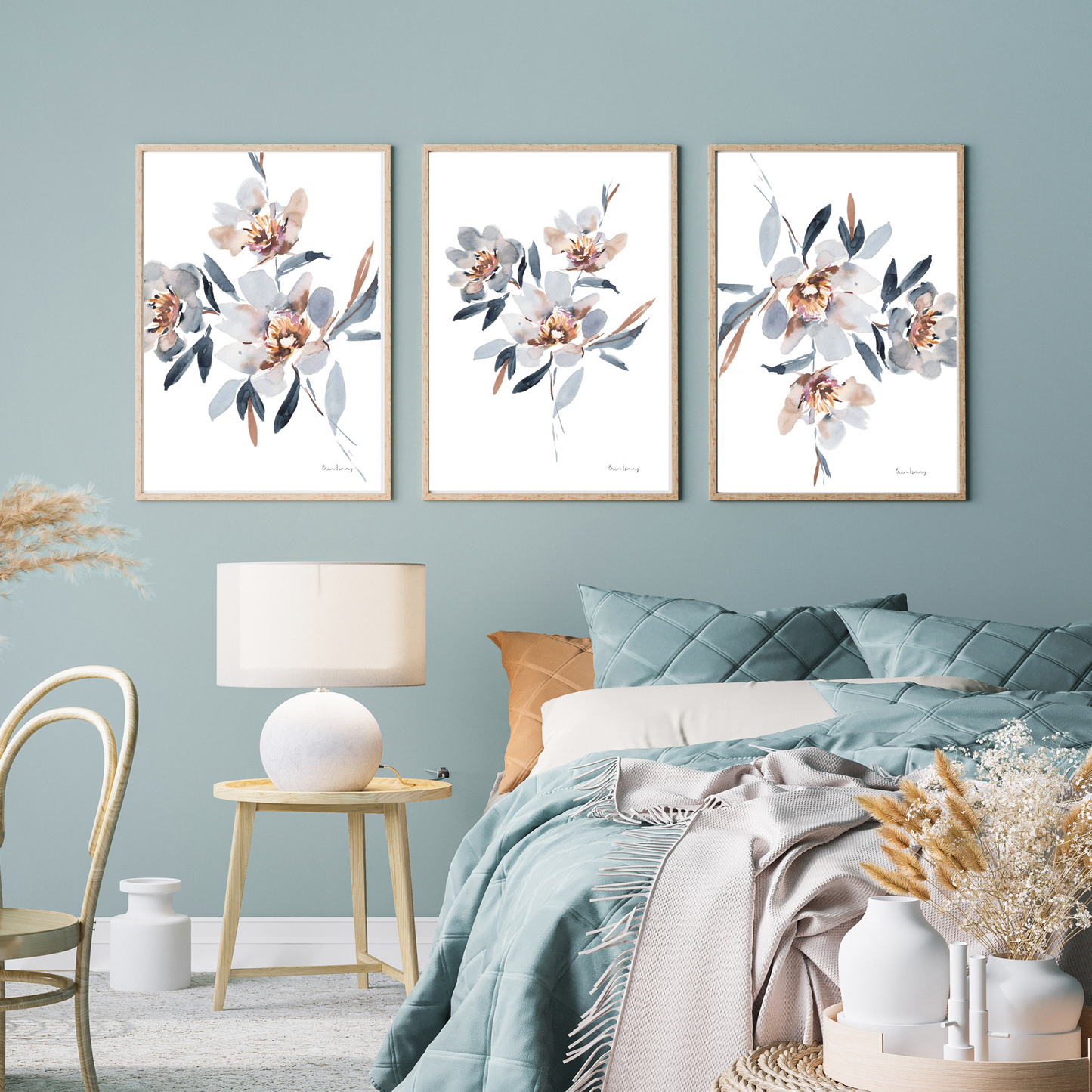 Mum Blue Watercolour Print - 3 Piece Set