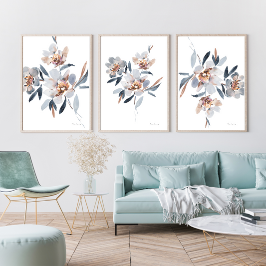 Mum Blue Watercolour Print - 3 Piece Set