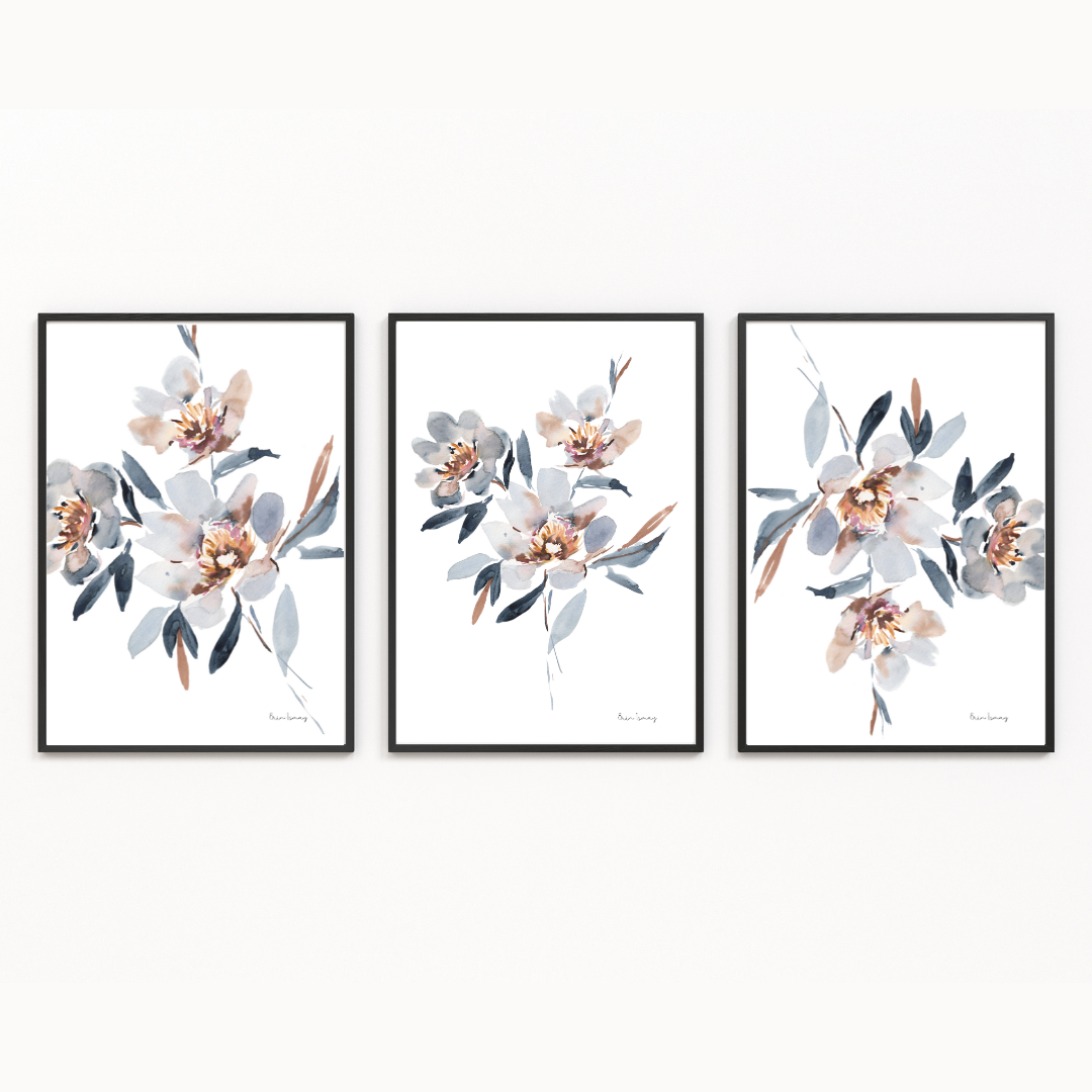Mum Blue Watercolour Print - 3 Piece Set
