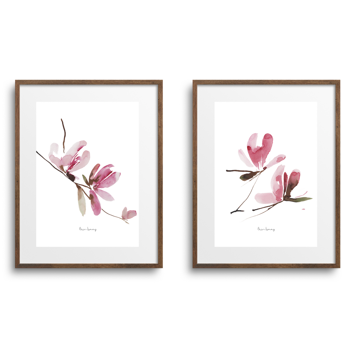 Pink Magnolia Watercolour Print- 2 Piece Set