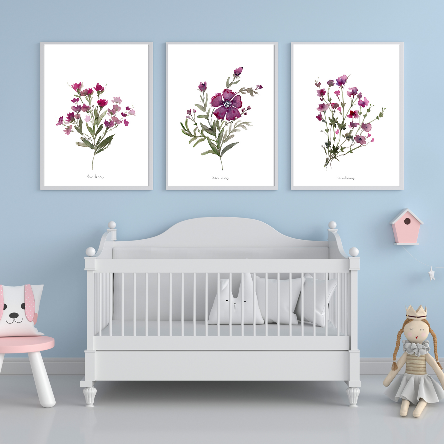 Purple Shades Watercolour Print -3 Piece Set