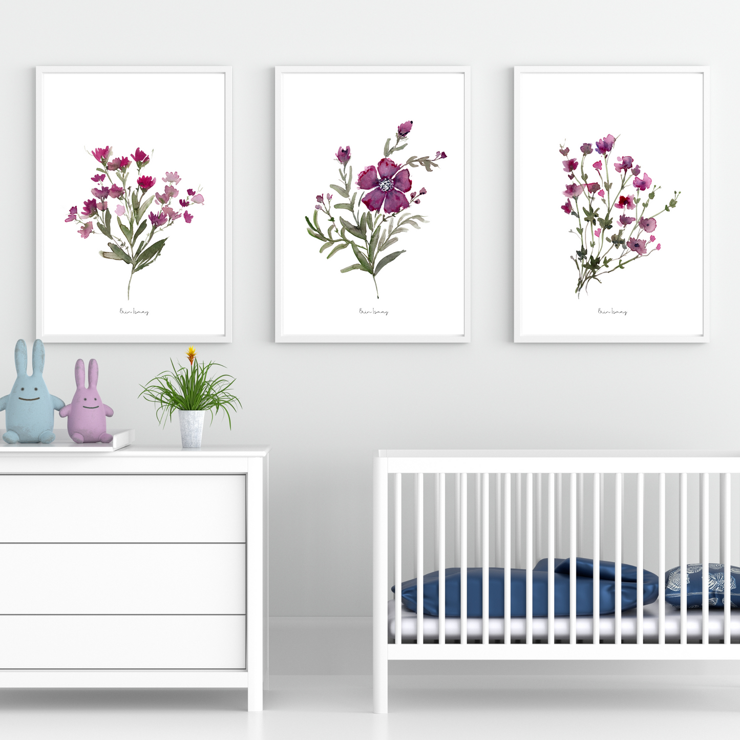 Purple Shades Watercolour Print -3 Piece Set