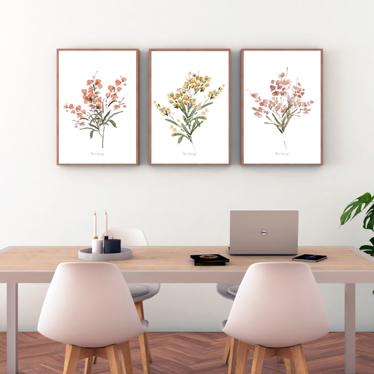 Spring Sensations Watercolour Print -3 Piece Set