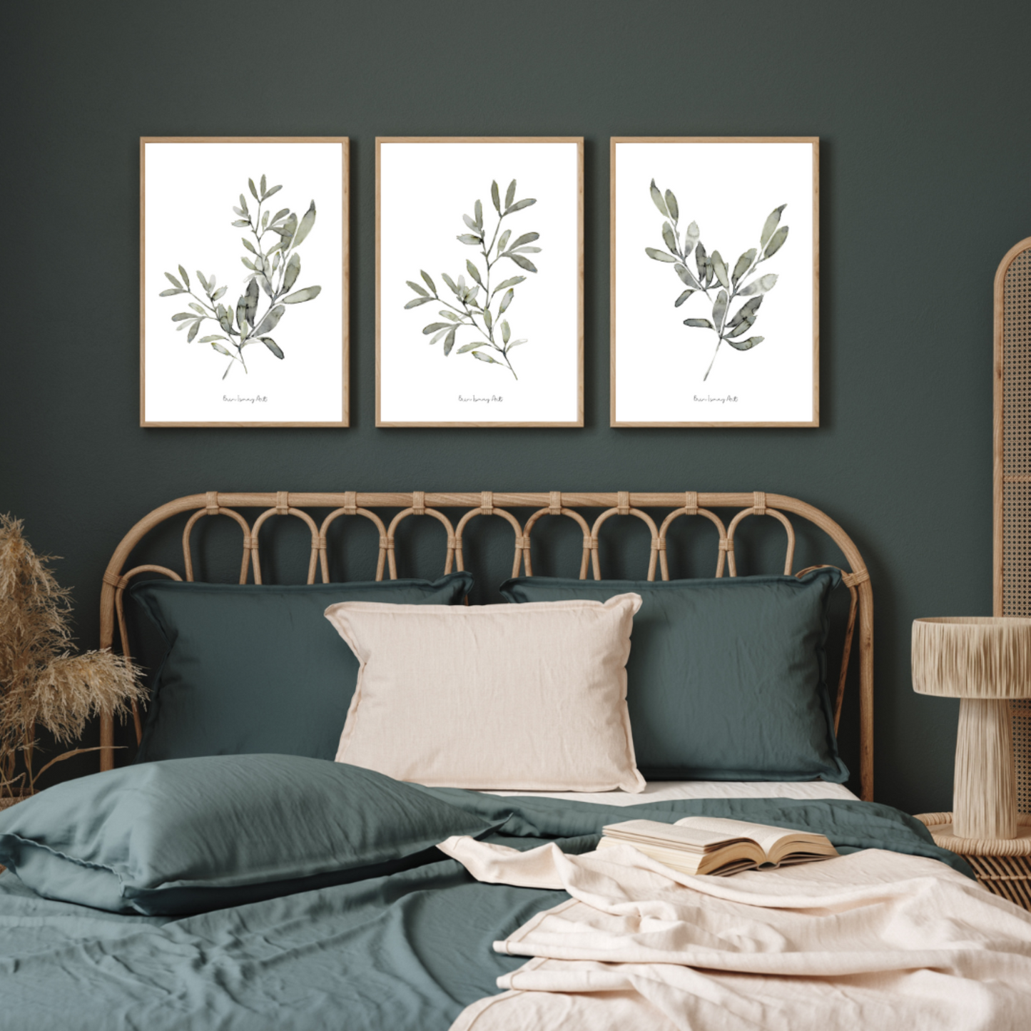 Grey Greenery Watercolour Print - 3 Piece Set