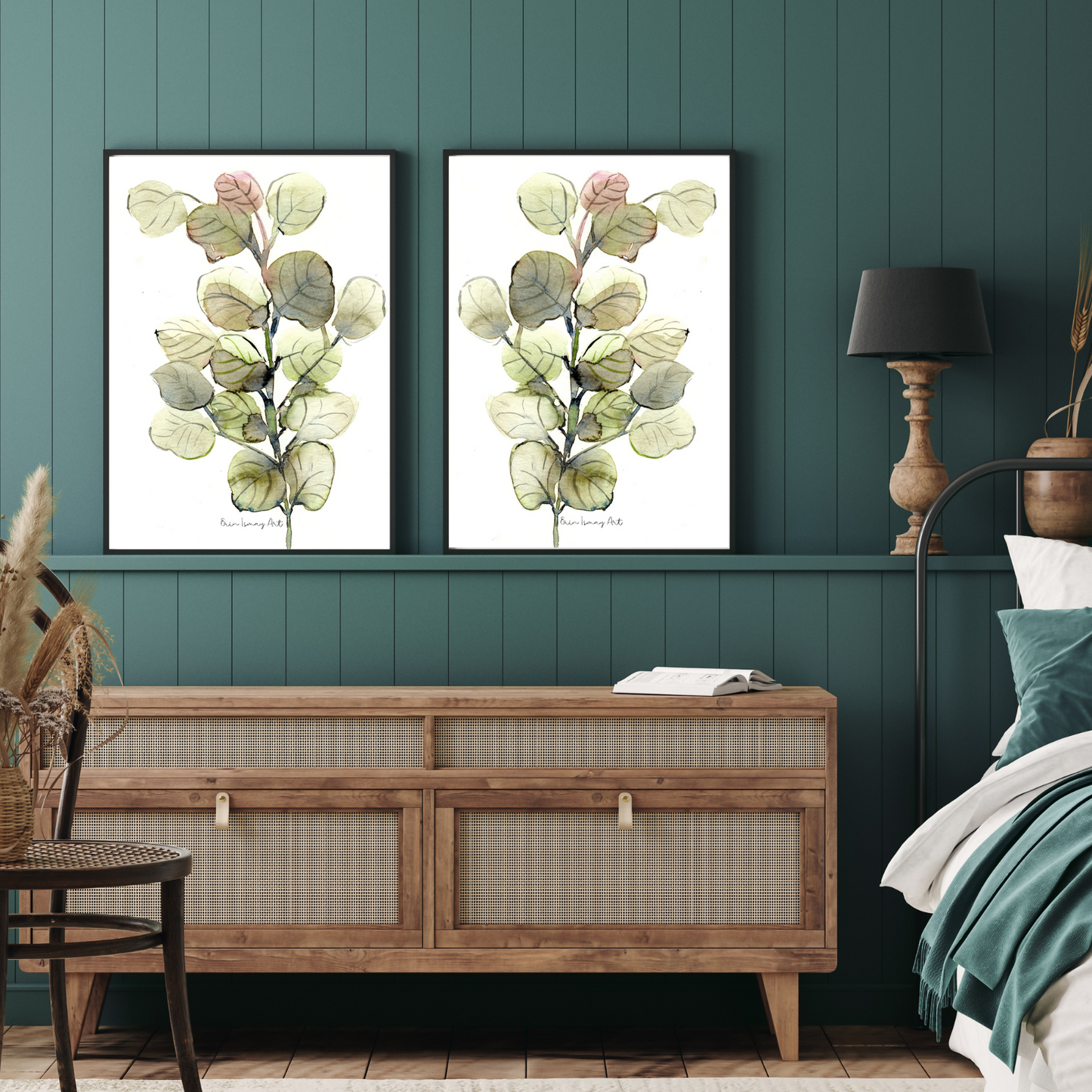 Twin Greens Watercolour 2 Piece Set