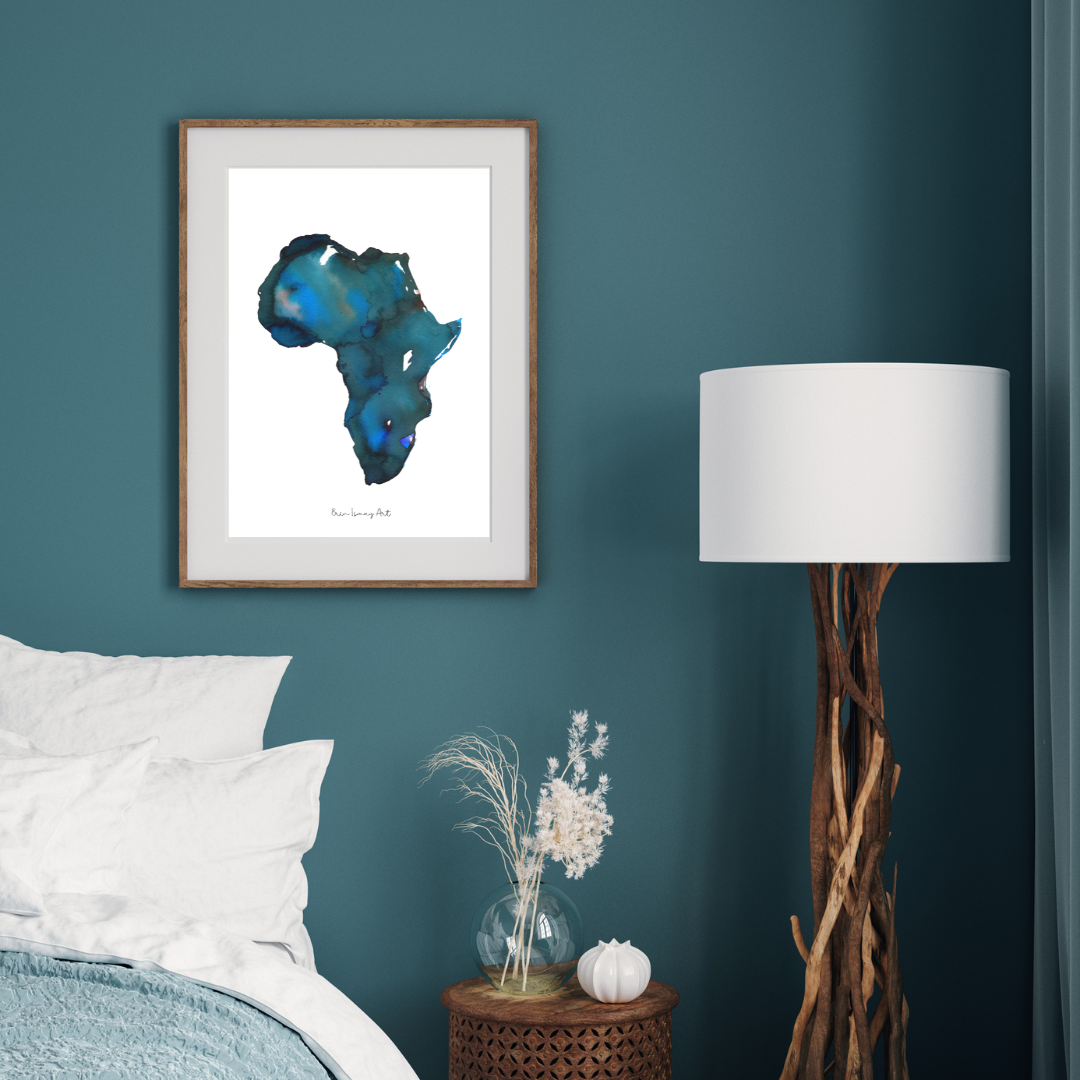Africa Sapphire Watercolour Print
