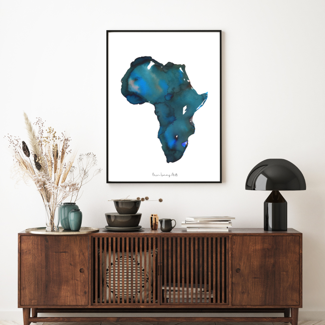 Africa Sapphire Watercolour Print