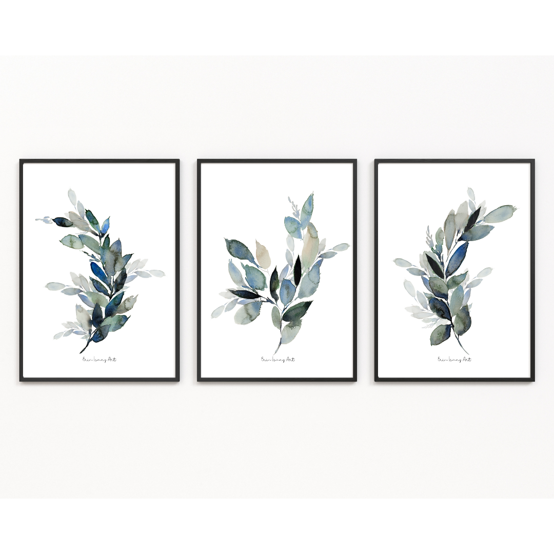 Antique Blue Watercolour -3 Piece Set