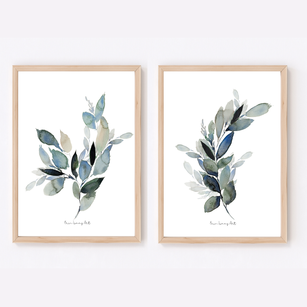 Antique Blue Botanical - 2 Piece Set