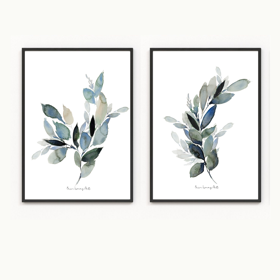 Antique Blue Botanical - 2 Piece Set