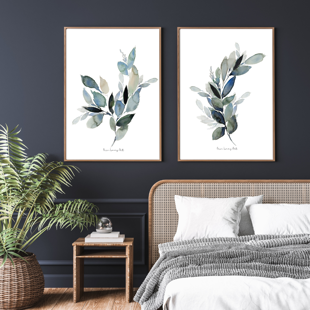 Antique Blue Botanical - 2 Piece Set