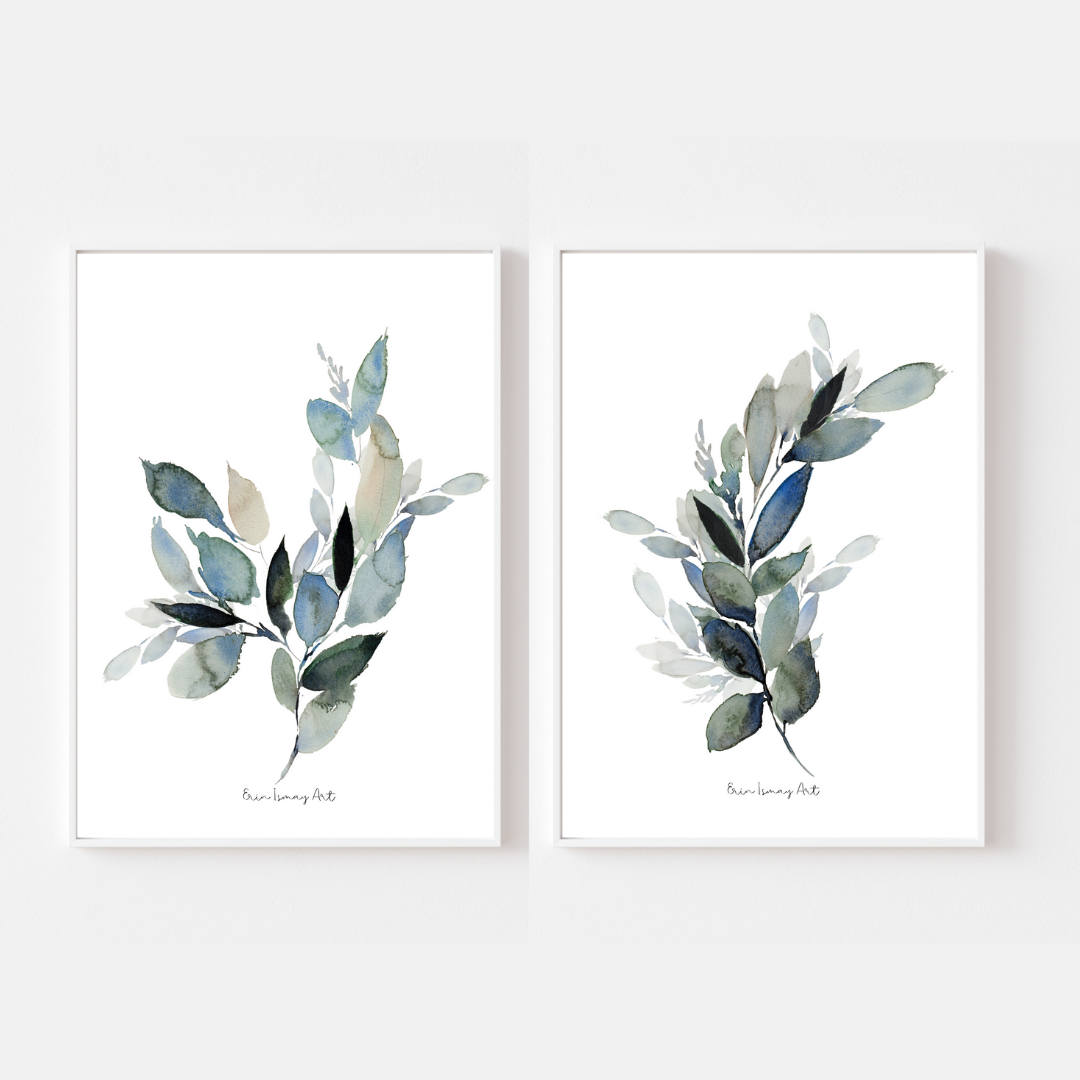 Antique Blue Botanical - 2 Piece Set