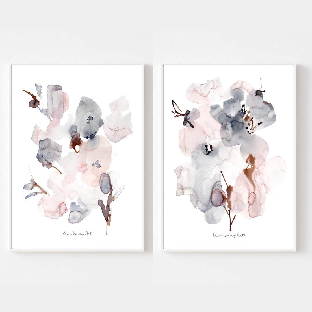 Bohemia Bouquet Watercolour Print-2 Piece Set