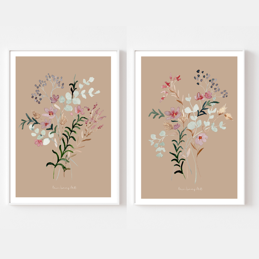 Delicate Floral Watercolour Print-2 Piece Set