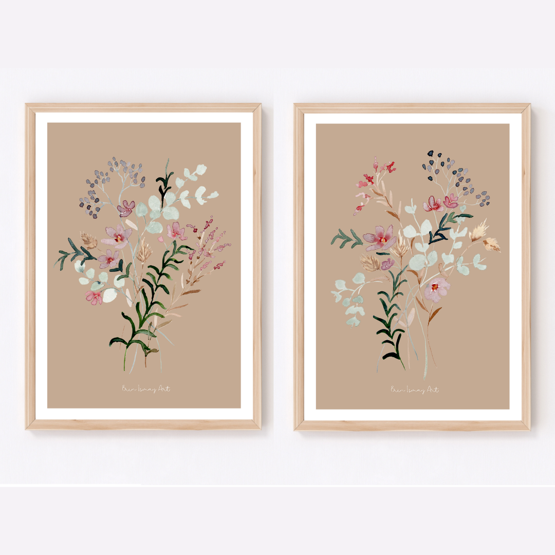 Delicate Floral Watercolour Print-2 Piece Set