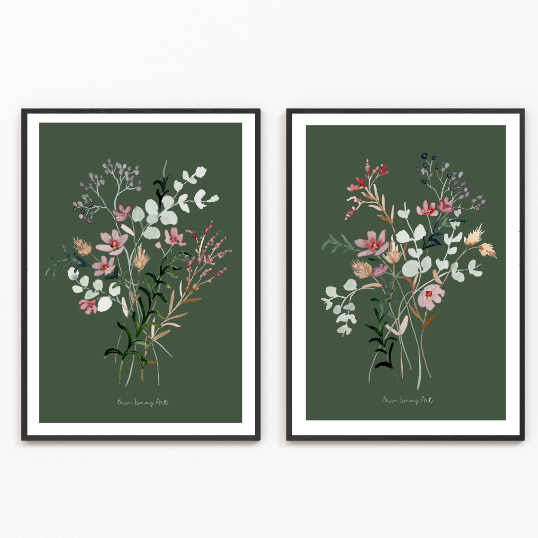 Delicate Floral Watercolour Print-2 Piece Set