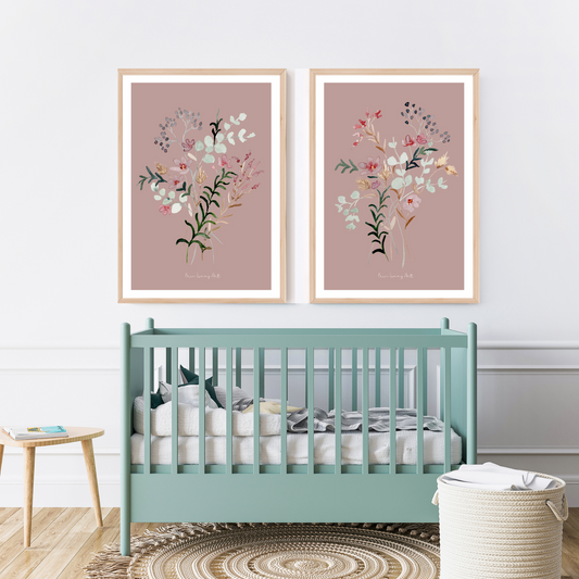 Delicate Floral Watercolour Print-2 Piece Set