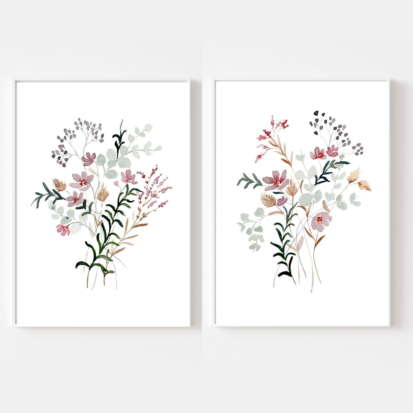 Delicate Floral Watercolour Print-2 Piece Set