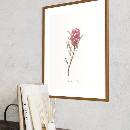 Red Ice Protea Watercolour Print