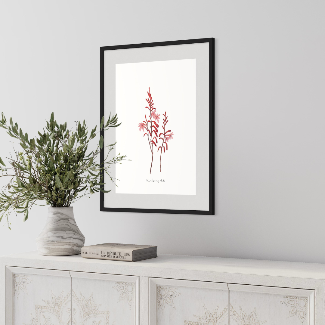 Table Mountain Watsonia Watercolour Print