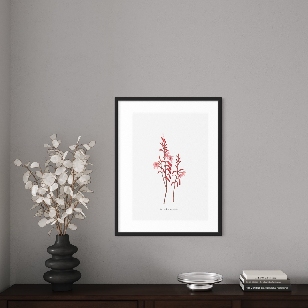 Table Mountain Watsonia Watercolour Print