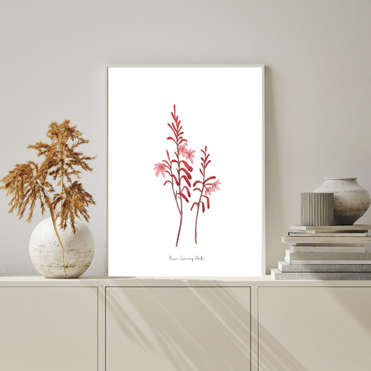 Table Mountain Watsonia Watercolour Print