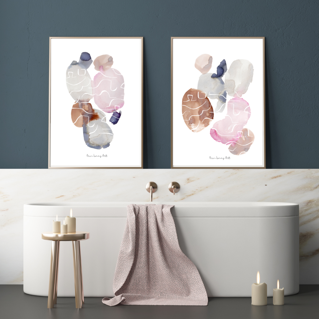 Gems Abstract Watercolour Print- 2 Piece Set