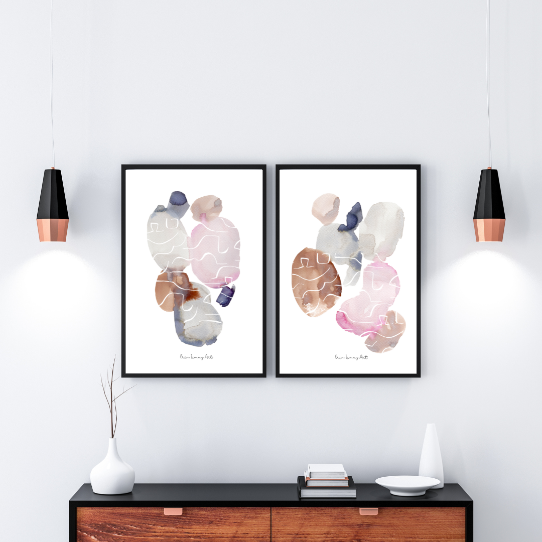 Gems Abstract Watercolour Print- 2 Piece Set