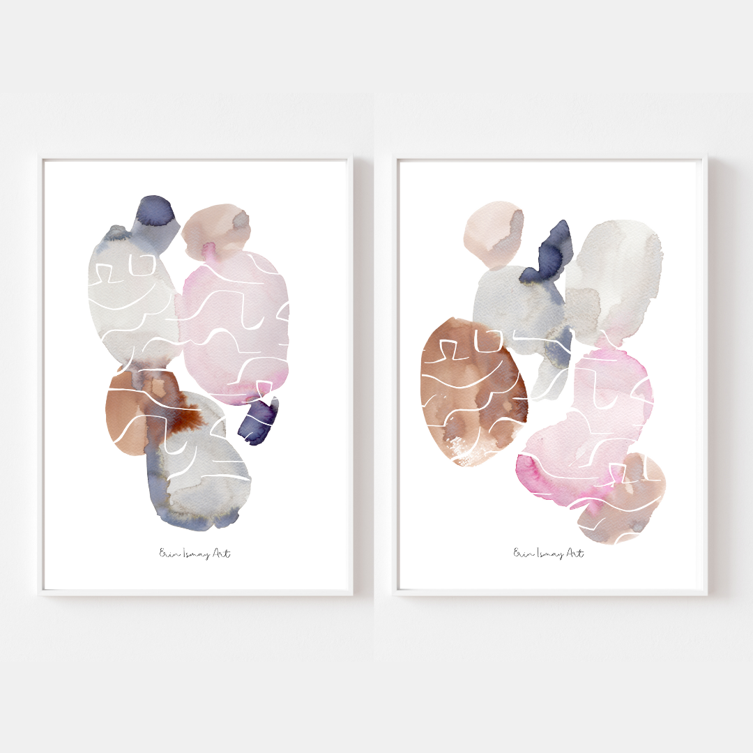 Gems Abstract Watercolour Print- 2 Piece Set