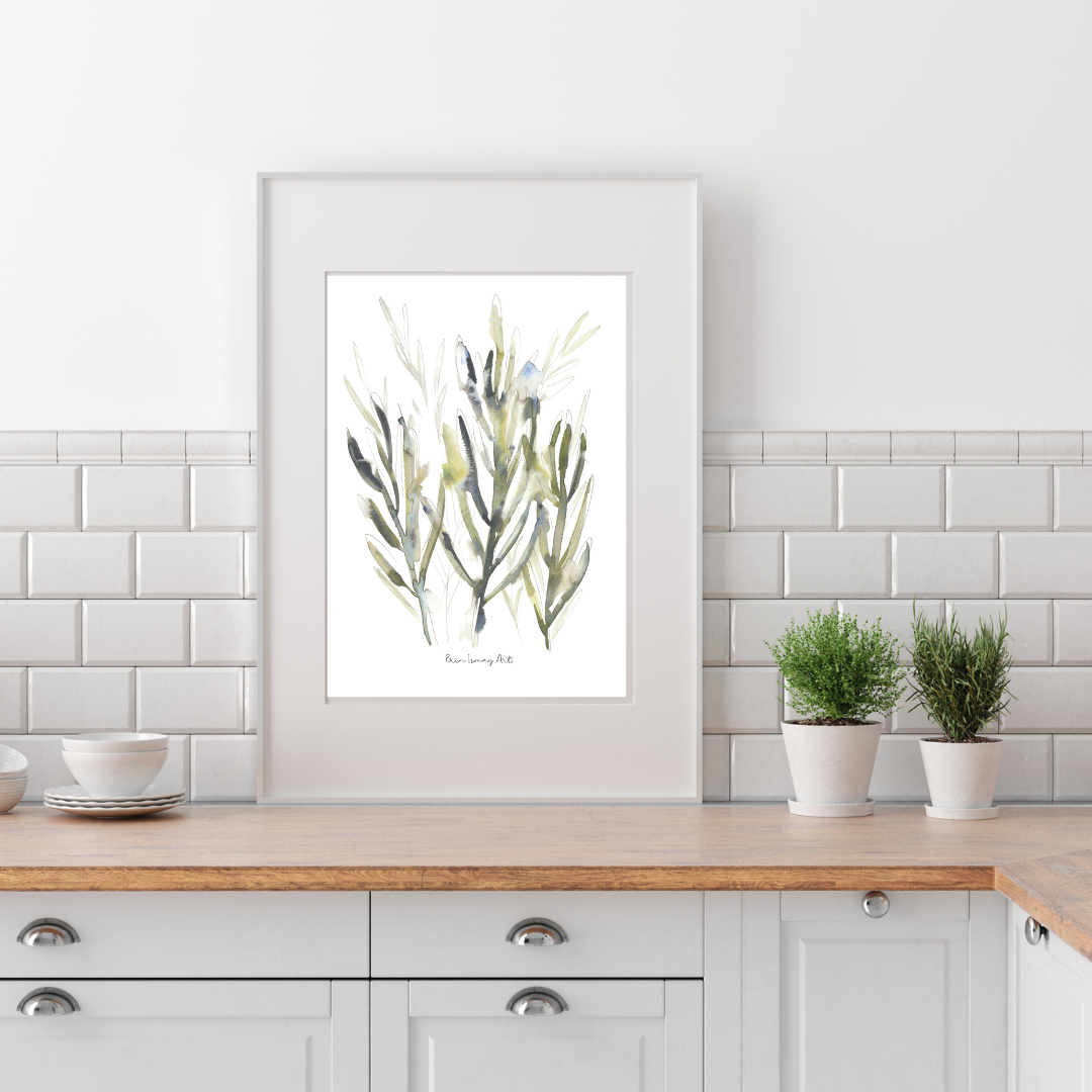 Green Leaves Watercolour Print