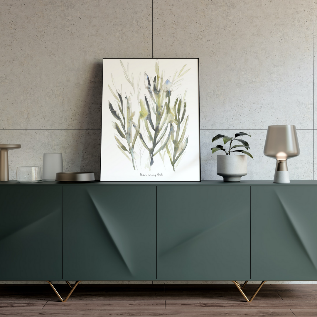 Green Leaves Watercolour Print