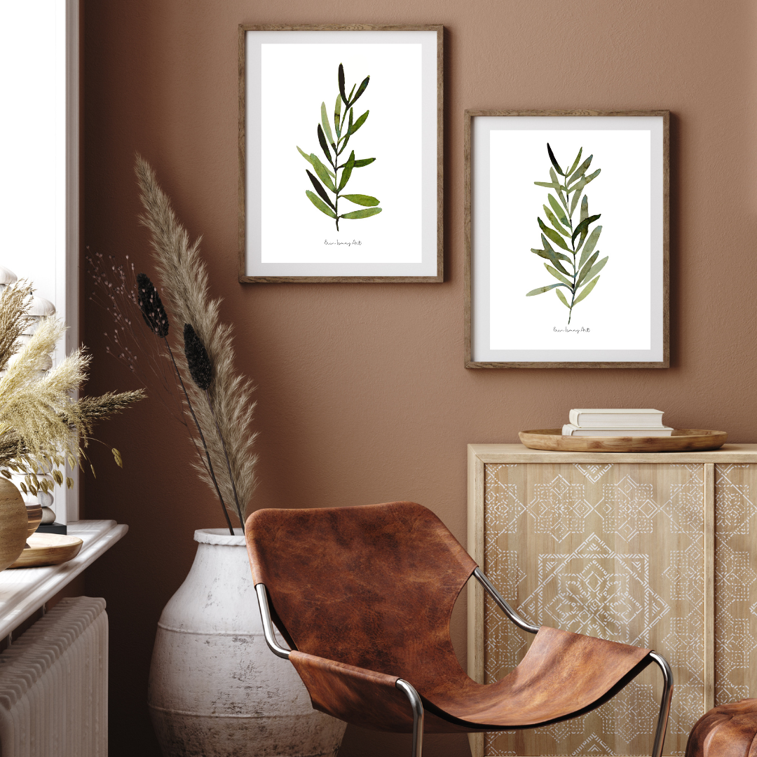 Olive Leaves Watercolour 2 Piece Set
