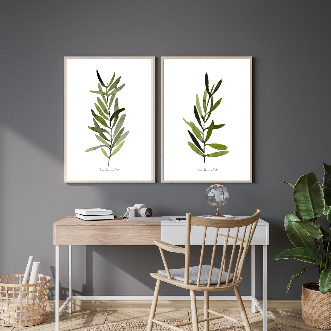 Olive Leaves Watercolour 2 Piece Set