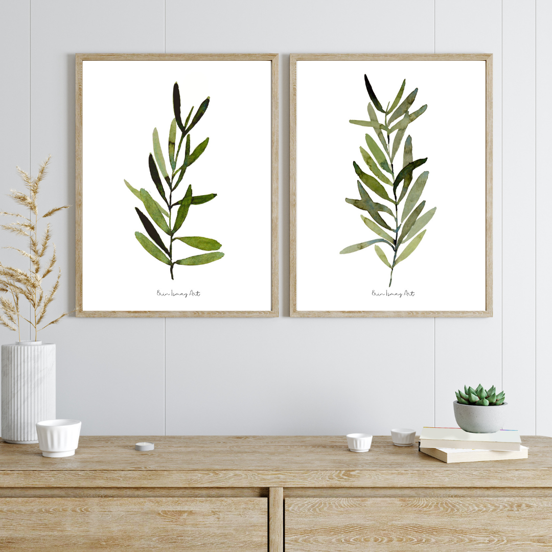 Olive Leaves Watercolour 2 Piece Set