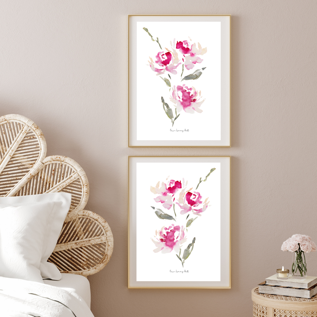 Romantic Floral Watercolour Print-2 Piece Set