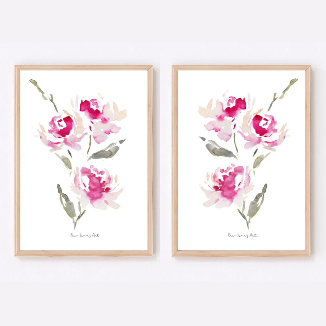 Romantic Floral Watercolour Print-2 Piece Set