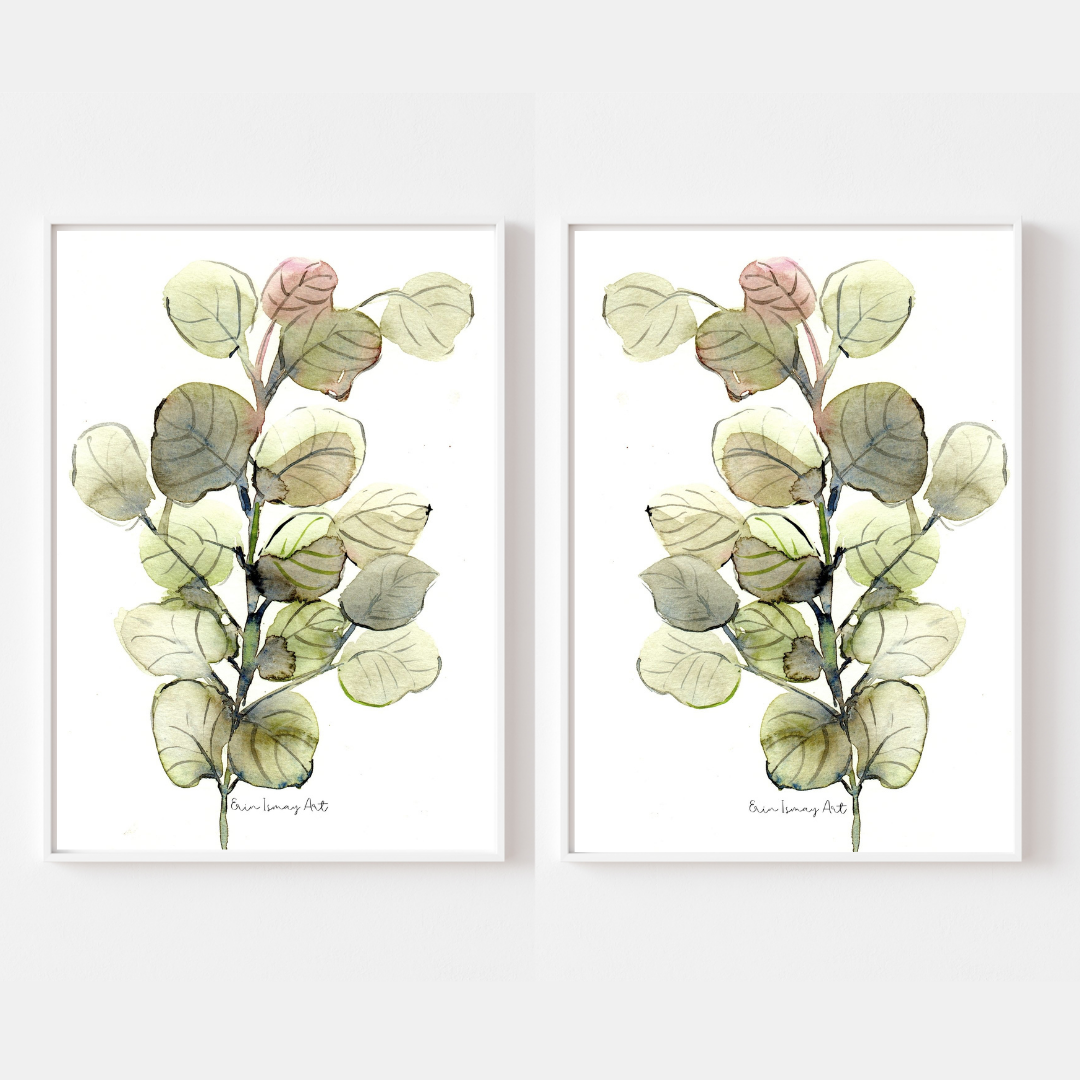 Twin Greens Watercolour 2 Piece Set