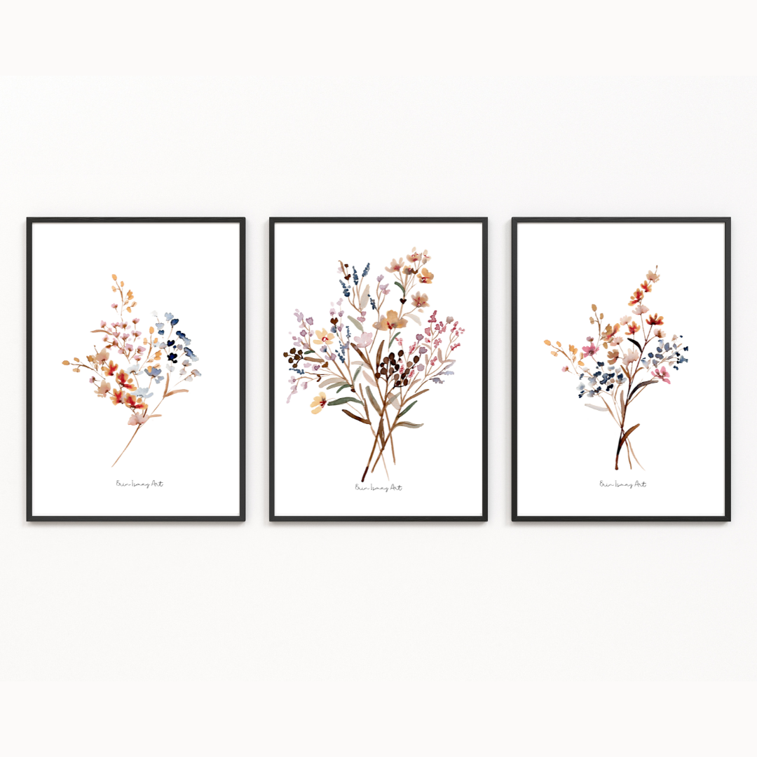 Whisper Floral Watercolour Print-3 Piece Set