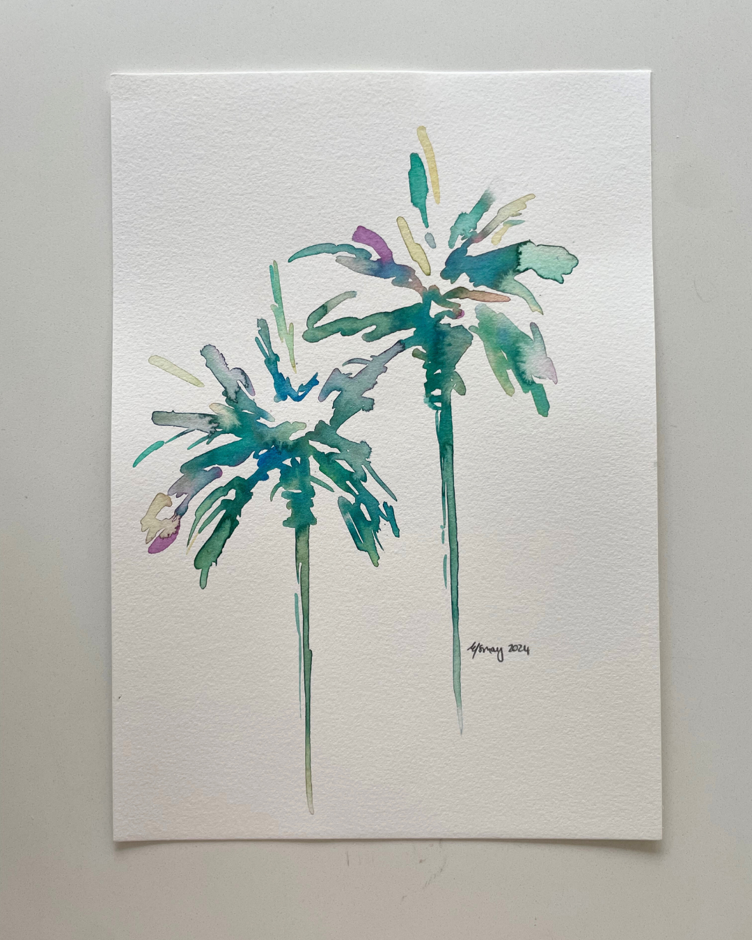 A4 Palm Trees Original Watercolour