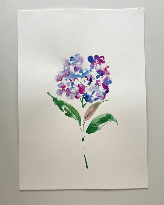 A3 Purple Hydrangea Original Watercolour