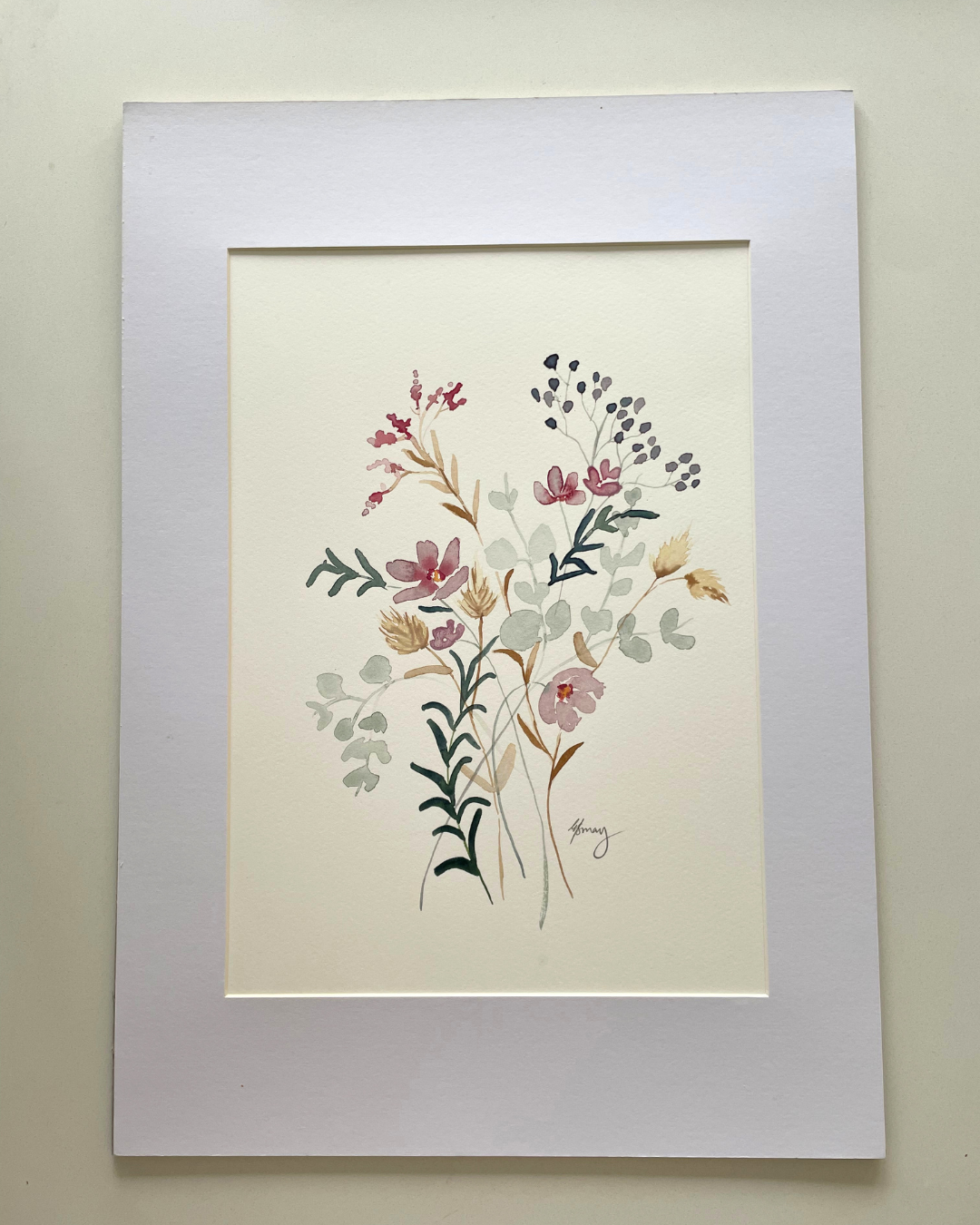 A3 Mounted Dainty Bouquet Original Watercolour