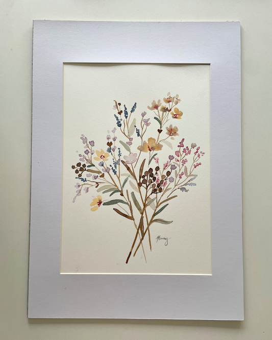 A3 Mounted Whisper Bouquet Original Watercolour