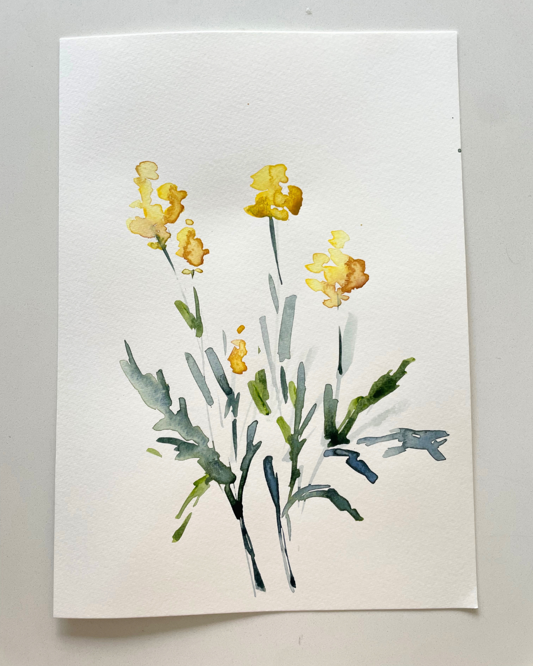 A4 Yellow Wildflower Original Watercolour