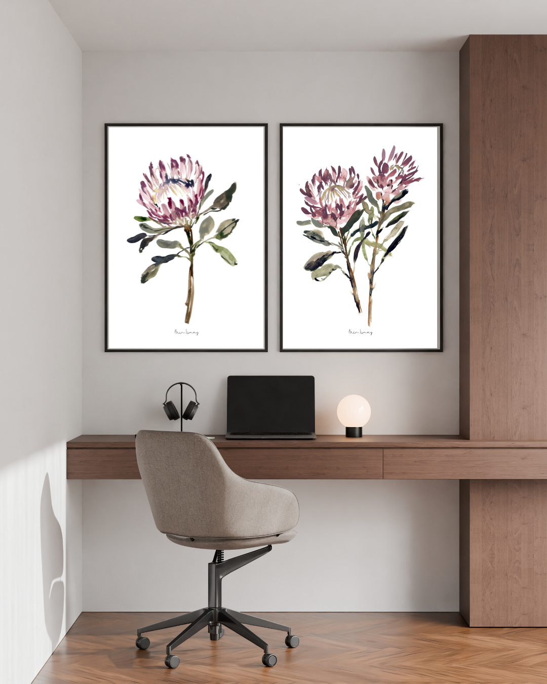 King Protea Watercolour Print Set - 2 Piece