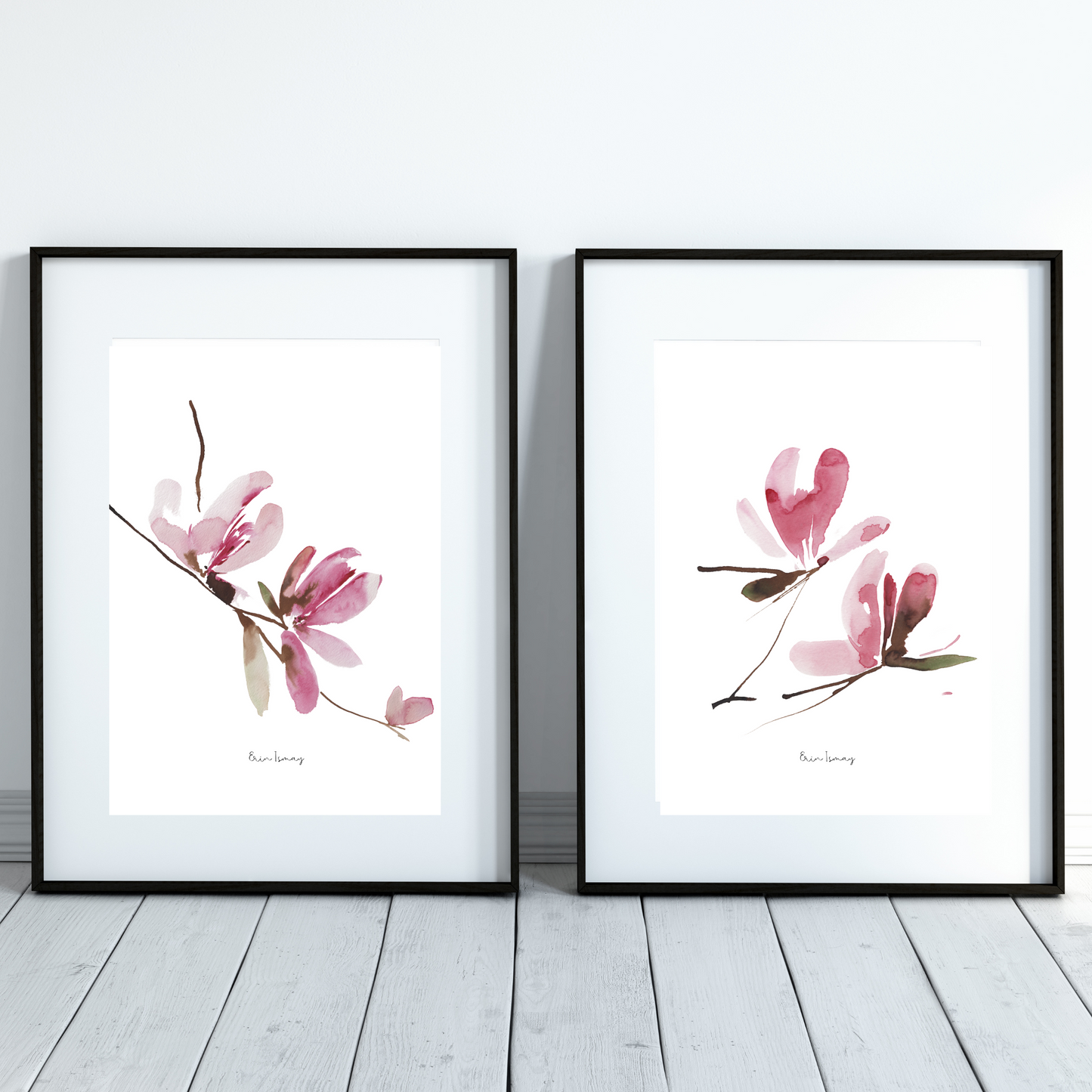 Pink Magnolia Watercolour Print- 2 Piece Set