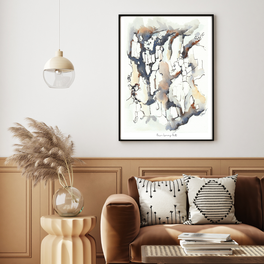 Abstract Cliff Watercolour Print
